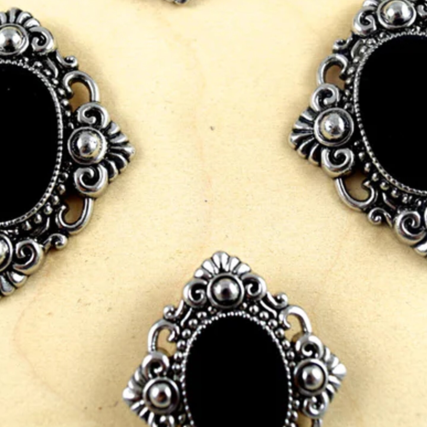 1 Piece Vintage Gothic Silver Cameo Pendants Large 2.25 x 2 Inch