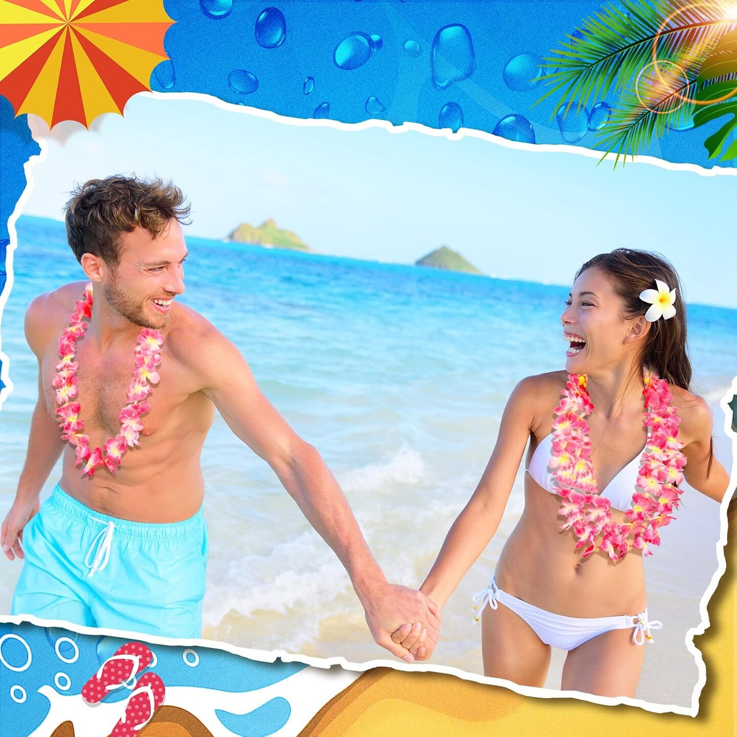 24 Counts Hawaiian Leis Necklace Tropical Flower Lei Floral Luau Party Decorations Hawaiian Flower Luau Necklaces Hula Dance Garland Headbands for Beach Birthday Wedding Party(Pink)