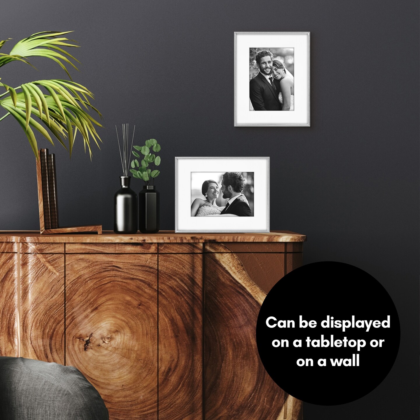 Americanflat Picture Frame with Mat & Rope-Style Textured Detailing and Shatter-Resistant Glass - Use With or Without the included Mat - Elegant Bamboo Frames for Tabletop or Wall