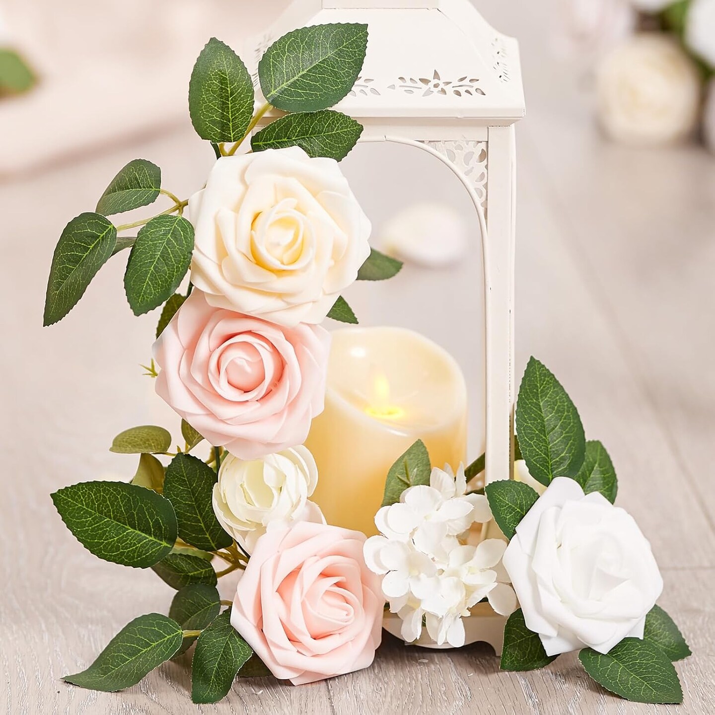 50pcs Artificial Green Leaves Bulk Rose Leaves Artificial Greenery Fake Rose Flower Leaves for Decoration