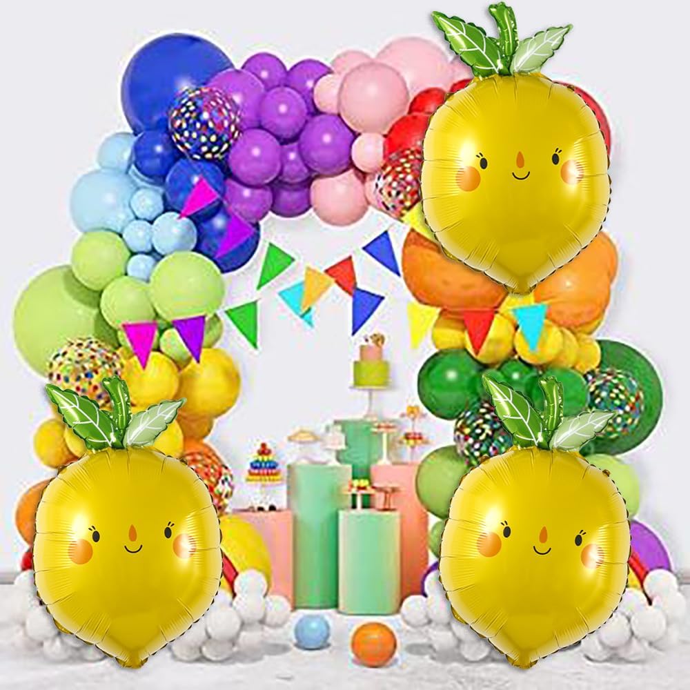 3-Piece Lemon Foil Balloon Set – Summer Fruit-Themed Balloons for Birthday Parties, Balloon Arches, Beach, Pool, and Vacation Party Decorations
