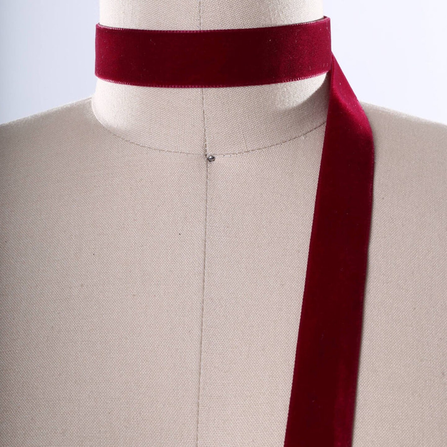 1 Yard Burgundy Velvet Ribbon Trim Non Stretch for Sewing and Craft Projects