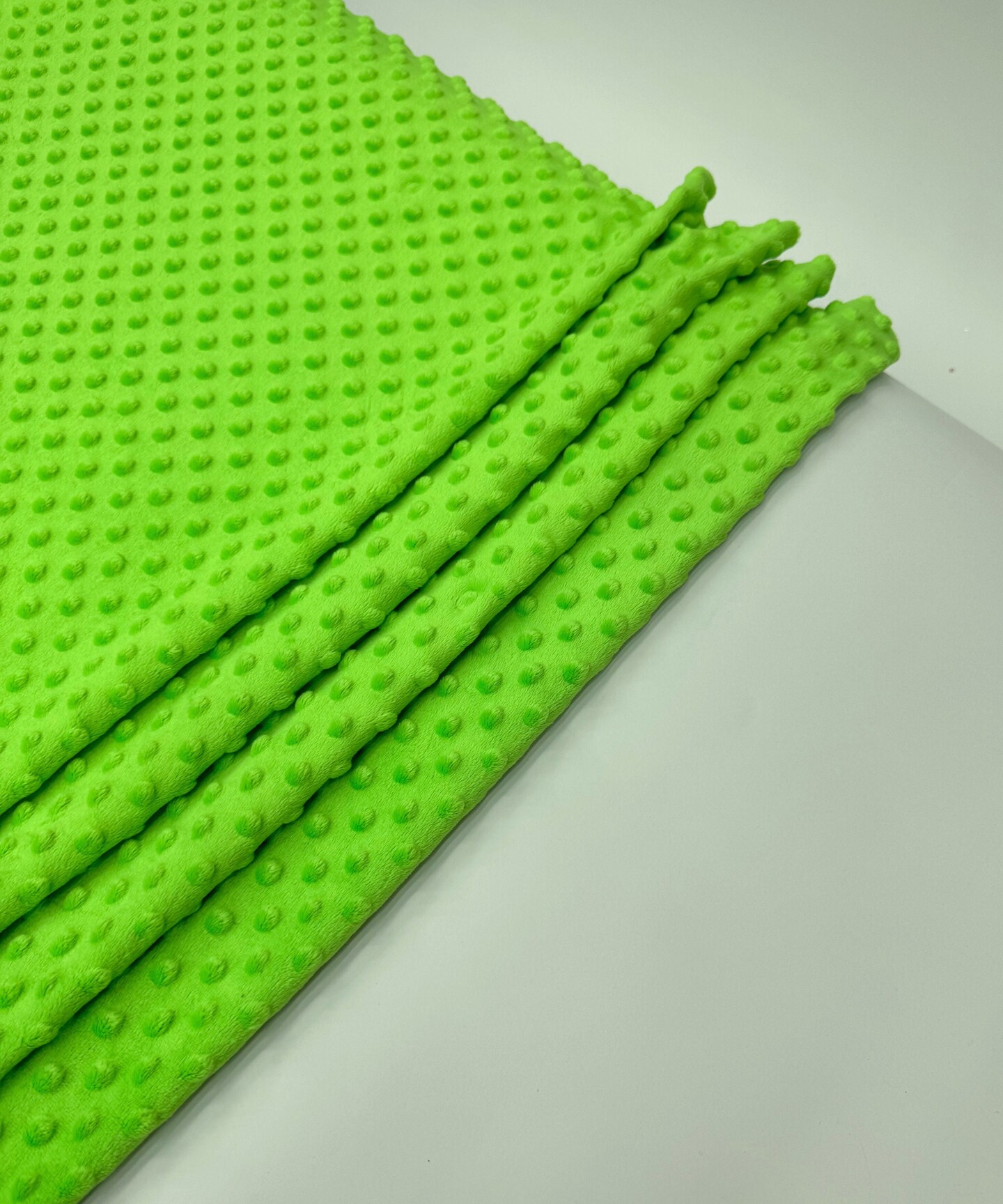 Lime Green Minky Dot Fabric by the Yard, 60" Wide Ultra-Soft Plush Minky Fabric for Baby Blankets, Nursery Decor, Plush Toys & Sewing