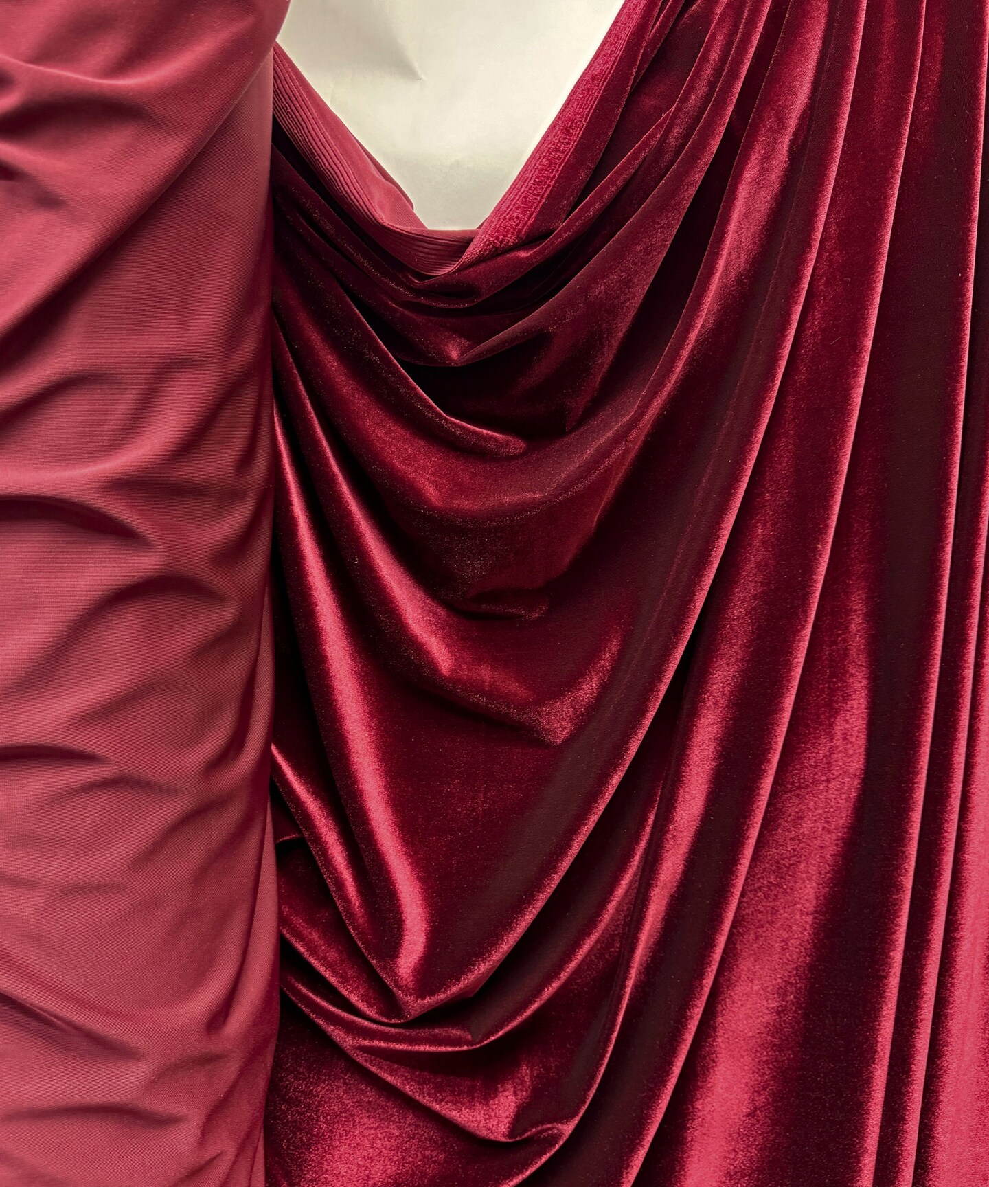 Burgundy Stretch Velvet Fabric by the Yard, 58" Wide Plush Velvet 4-Way Stretch