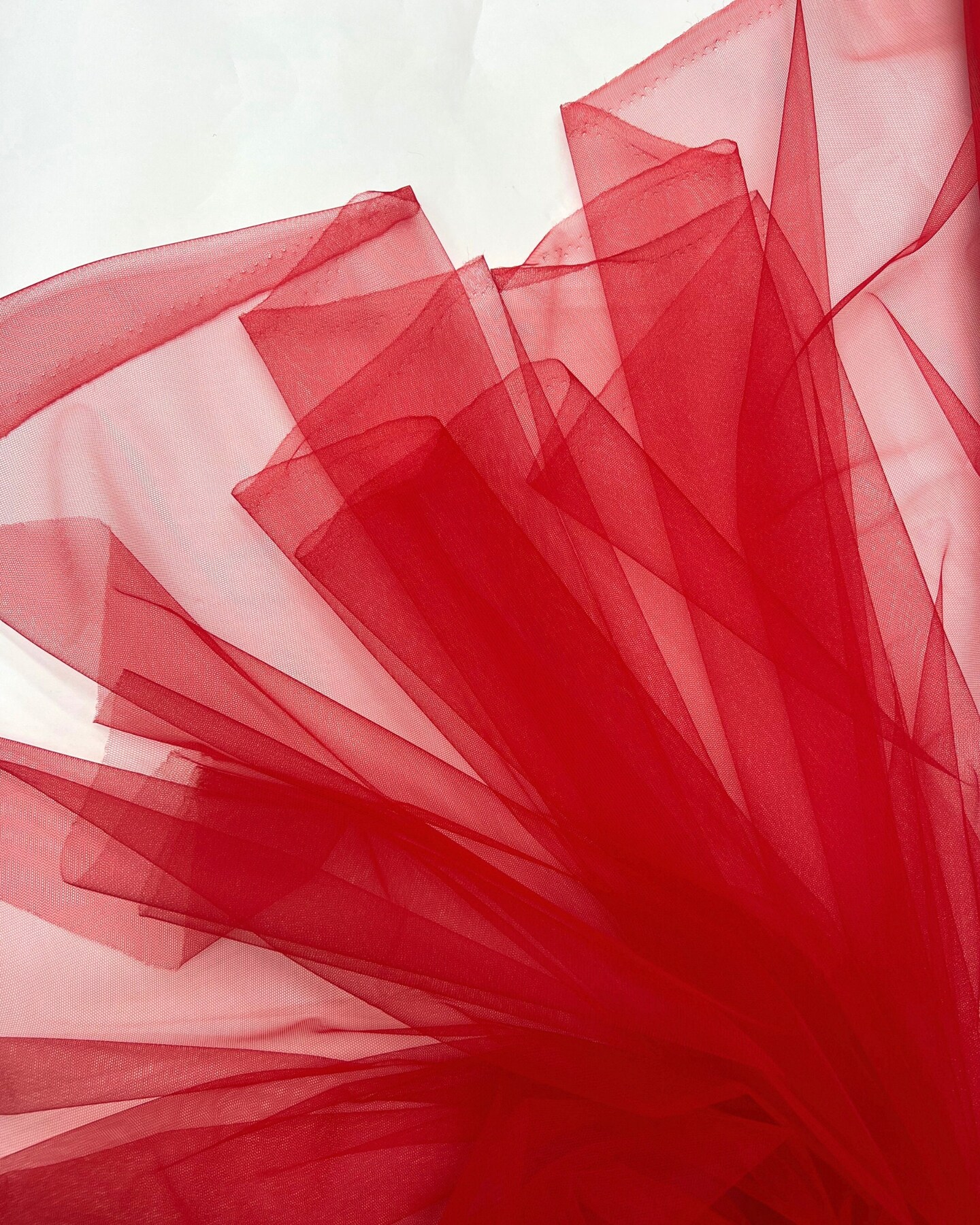 Red Nylon Tulle Fabric by the Yard, 63" Wide Soft Stretch Mesh Fabric for Veils, Wedding Dresses, Decor & Sewing