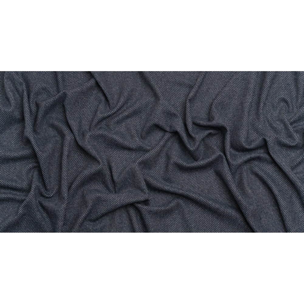 1 Yard Dark Blue and Gray Diagonal Stripes Blended Wool Twill