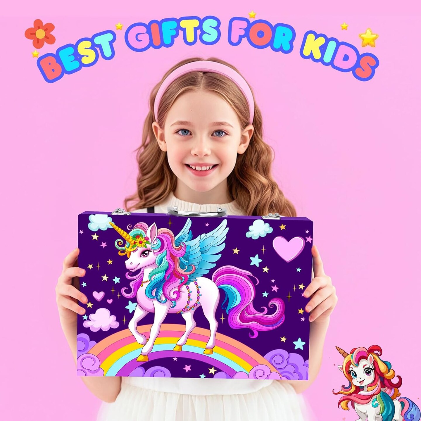 Art Supplies Kit for Kids Ages 4-12(Purple Unicorn)