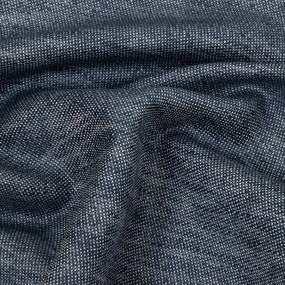 1 Yard Heathered Indigo Cotton Tencel Linen Blended Woven Fabric