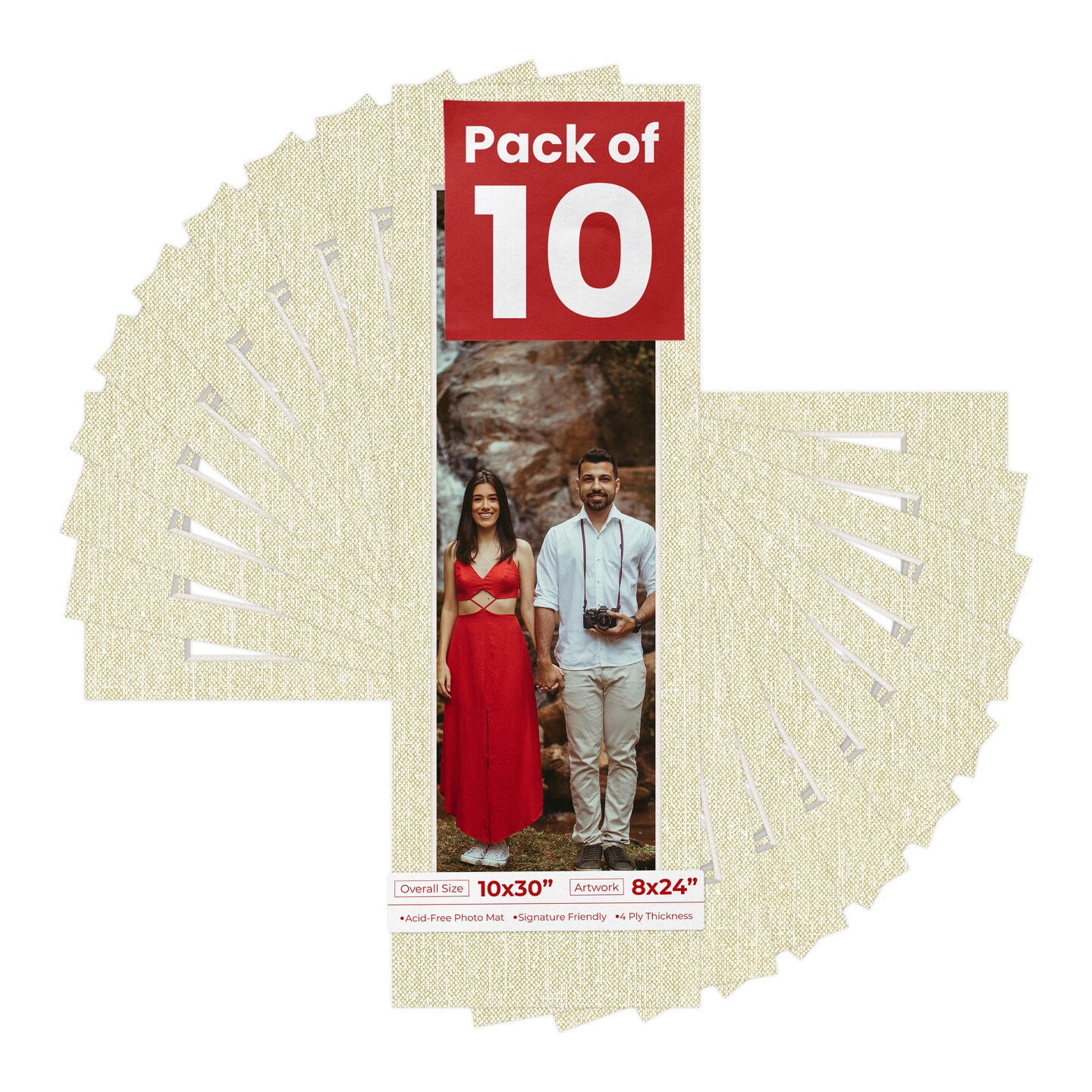 Off White Canvas Mat Board for 10x30 Frames - Fits 8x24 Photos