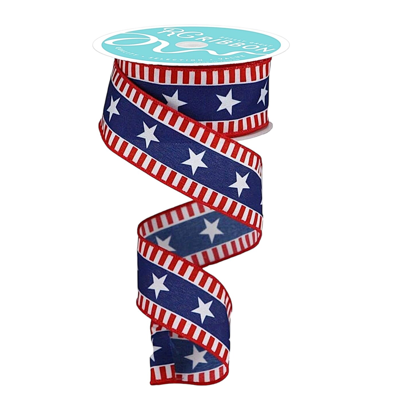 RG Ribbon: 1.5" Stars and Stripes Wired Ribbon, 10 Yards For Bows, Wreaths, Crafts, and Decorations