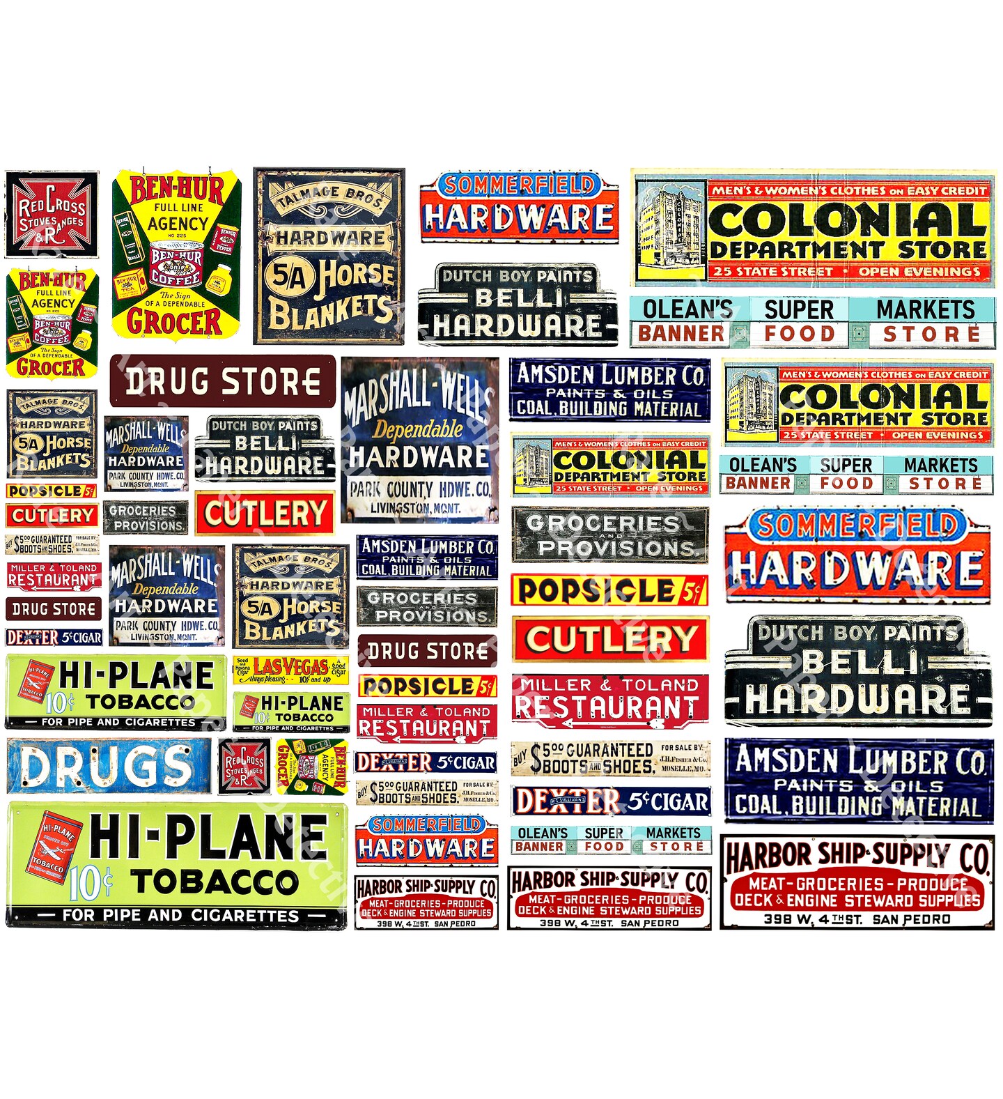 Model Store Signs Store Signs Model Train and Diorama Stickers 55 Vintage Billboard and ...