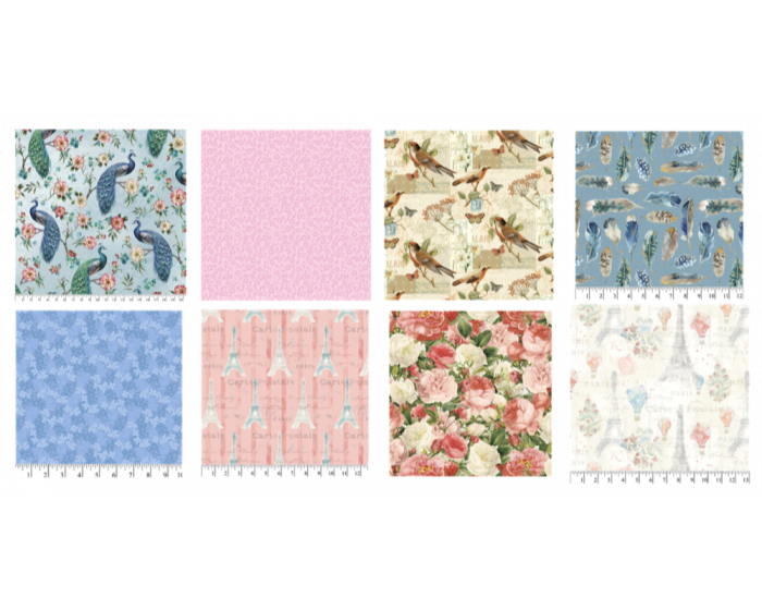 Jolie 8-piece Cotton Fabric Fat Quarter Bundle | Sewing | Crafting | Quilting
