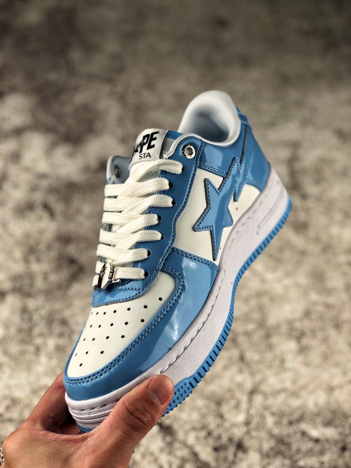 A Bathing Ape Bape Sta Patent Leather Blue White | MakerPlace by