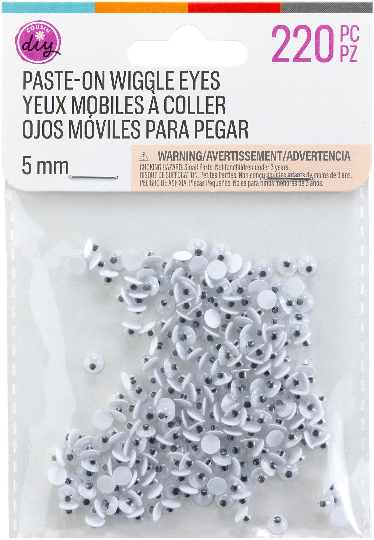 CousinDIY Paste-On Wiggle Eyes 5mm 220/Pkg-Black