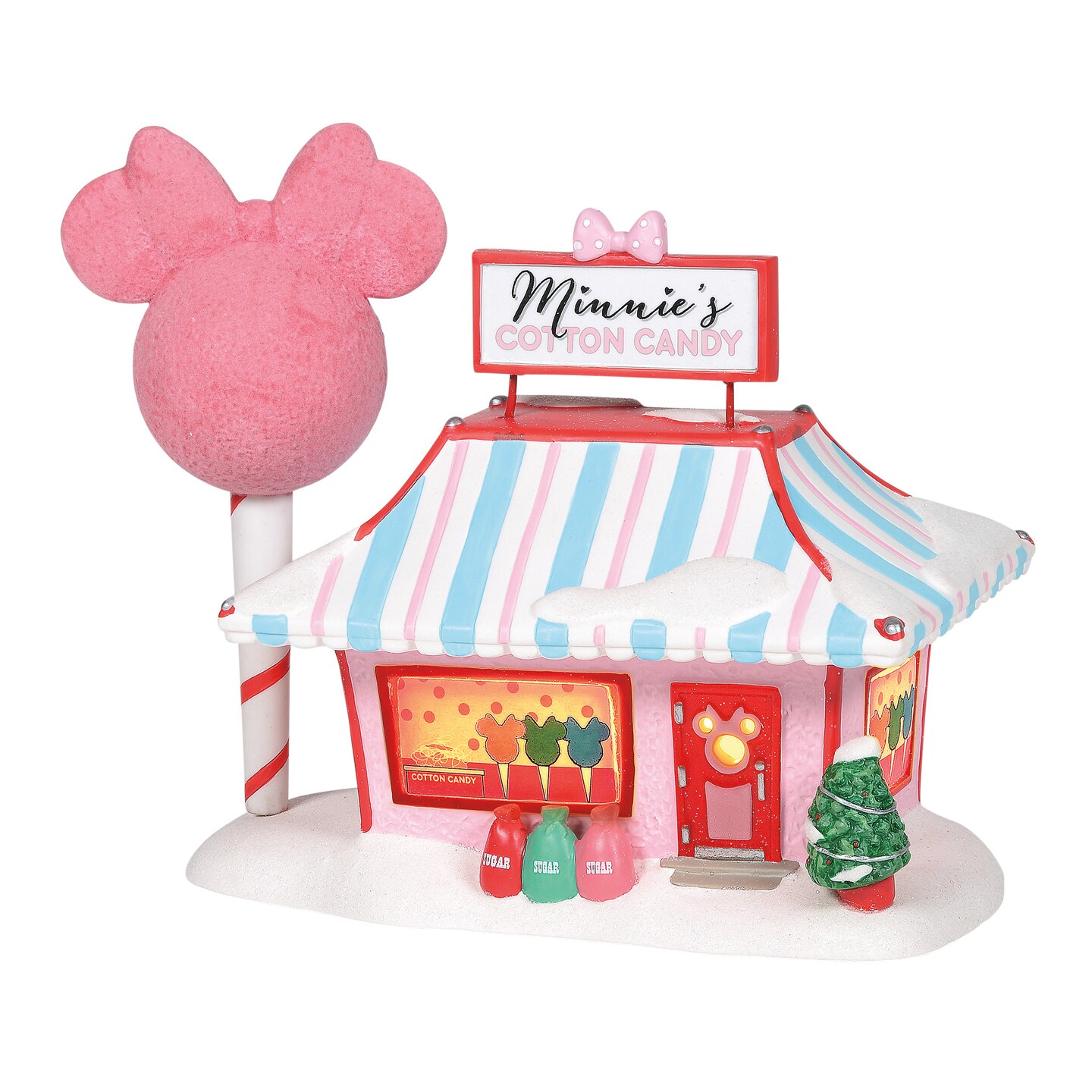 Department 56 Disney Village Minnie&#x27;s Cotton Candy Shop Lit Hanging Christmas Ornament 7.6in H