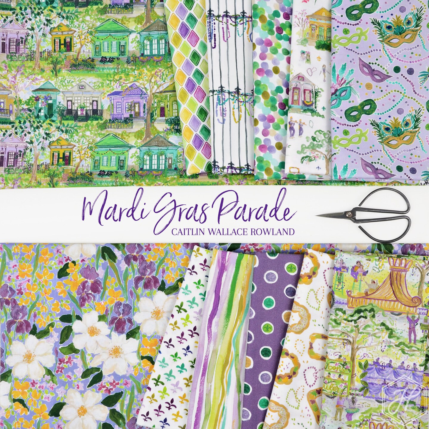 Fleur De Lis in White (stella-dcwr1734) | Mardi Gras Parade | Caitlin Wallace Rowland | Dear Stella