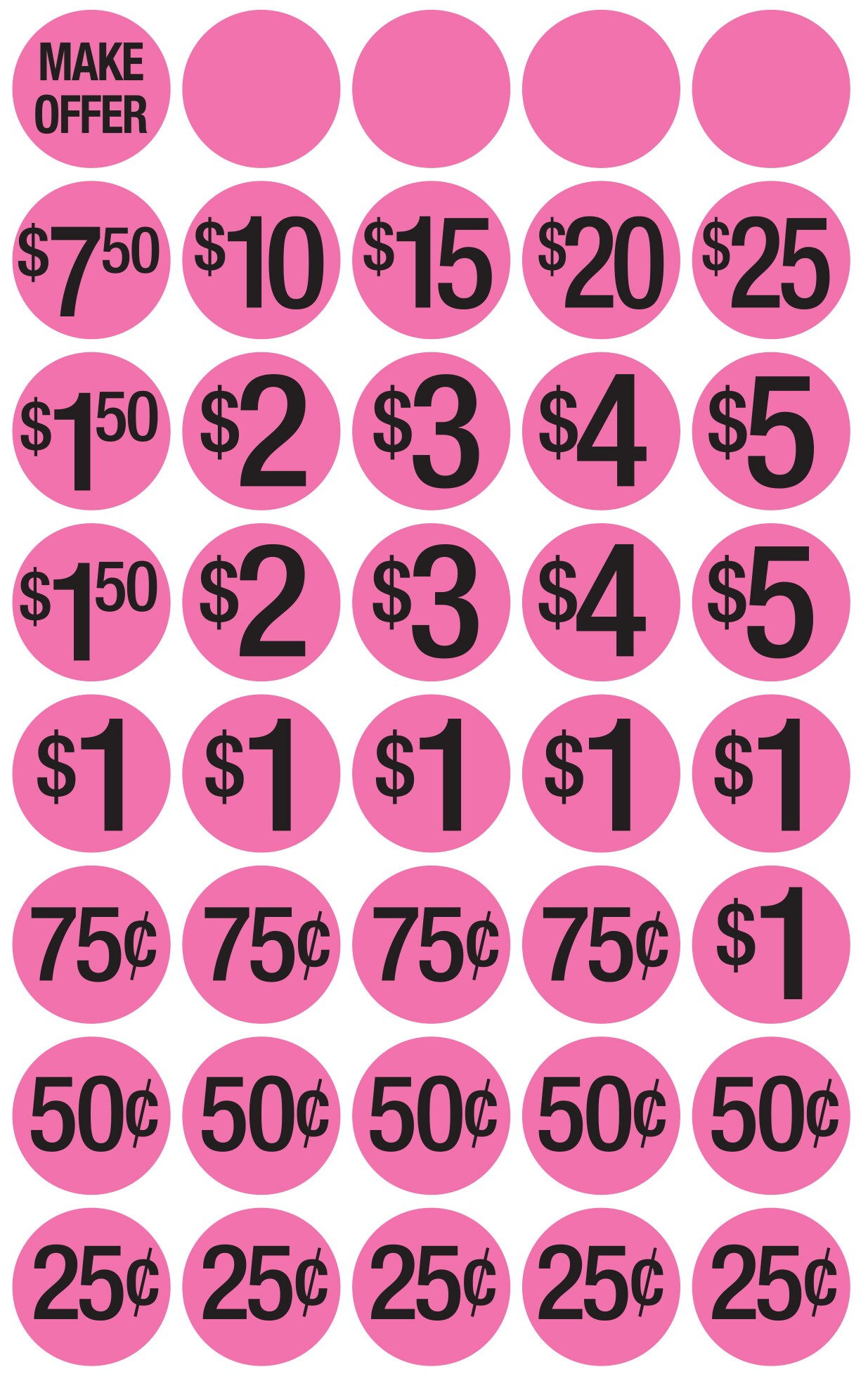 COSCO Labels Garage Sale Pre-printed Stickers, Pink, .75" Diameter, 1000 Stickers