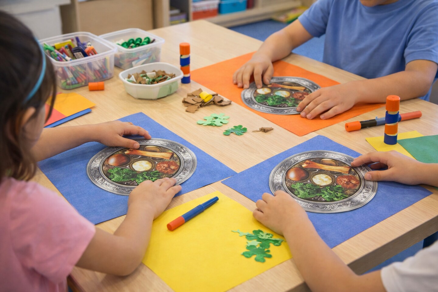 Passover Seder Plate with Simanim Cutouts – 3.5" Pesach Craft Decorations & Jewish Classroom Bulletin Board Supplies, 20 Pack