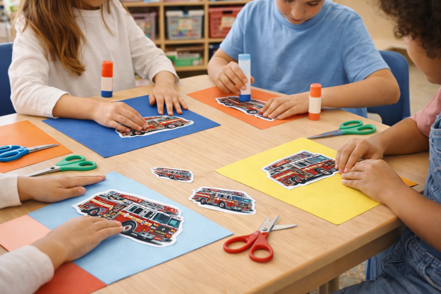 Fire Truck Cutouts – Classroom Firefighter Theme Decorations & Kids Craft Supplies – Red Fire Engine Die-Cut Shapes, 20 Pack (2" or 4"x2")