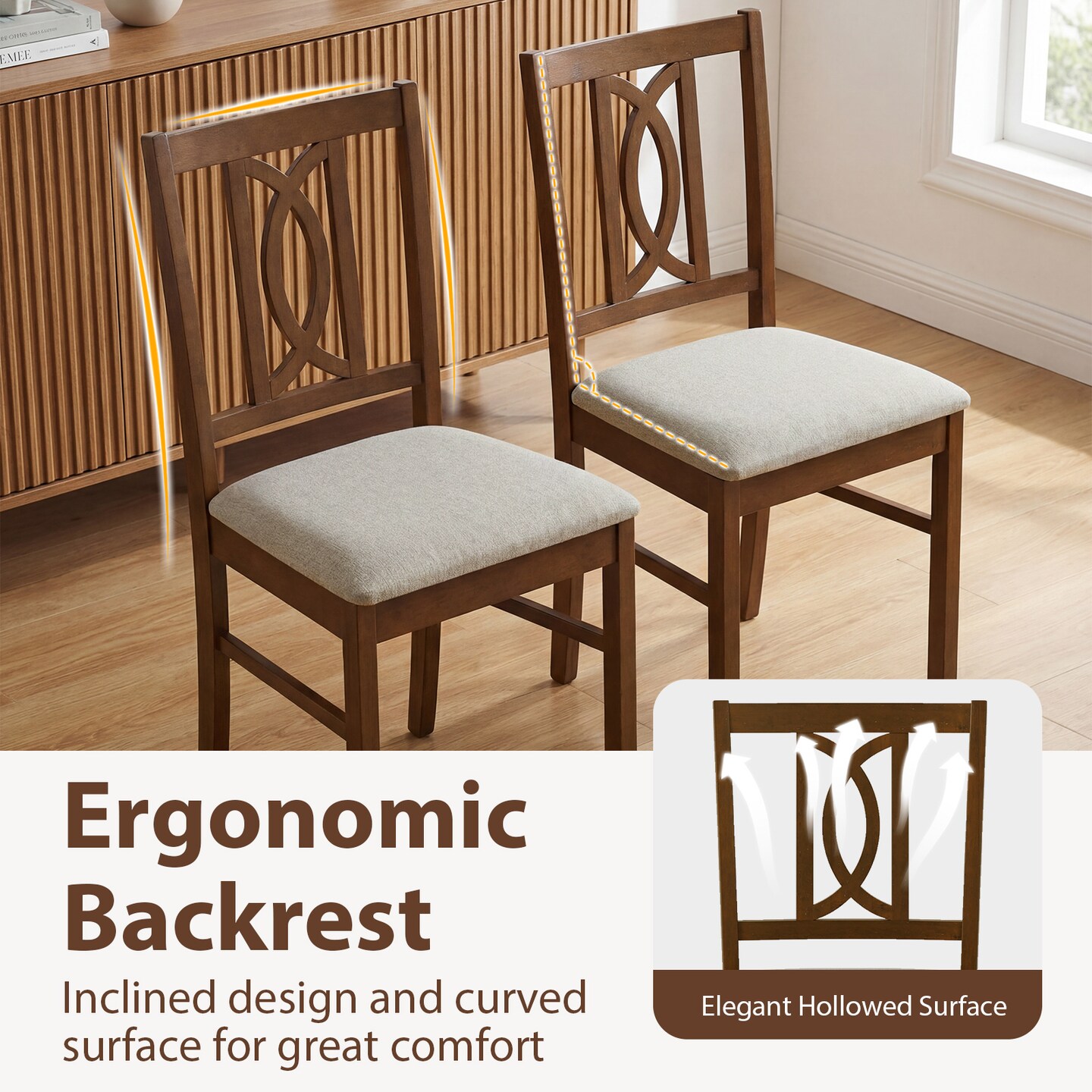Walnut 4-Pack Upholstered Dining Chairs Contemporary Metal Legs