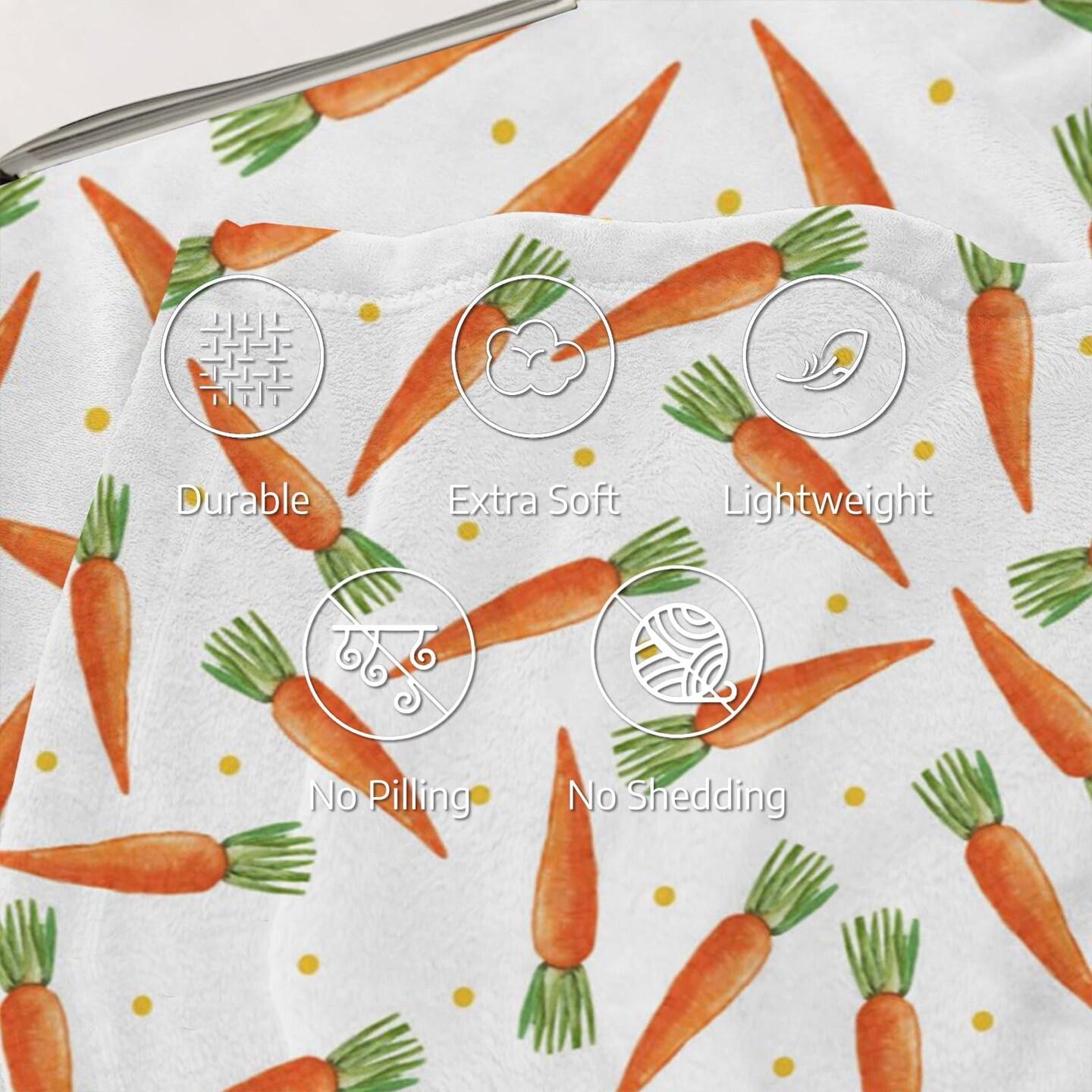 Easter Cartoon Carrots Throw Blanket, Polka Dots Super Soft Cozy Blanket, Warm Lightweight Anti Pilling Flannel Blanket for Sofa Couch Chair Bed 30" x 40"