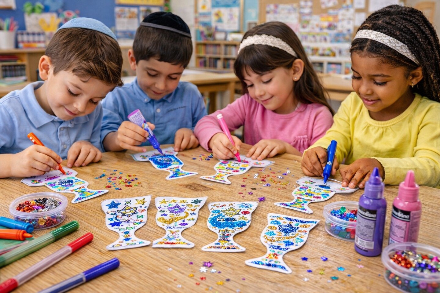 Kos Shel Eliyahu Cup Cutout 3.5" – 20 Pack Passover Elijah’s Cup Craft Shapes for Classroom & Pesach Decorations