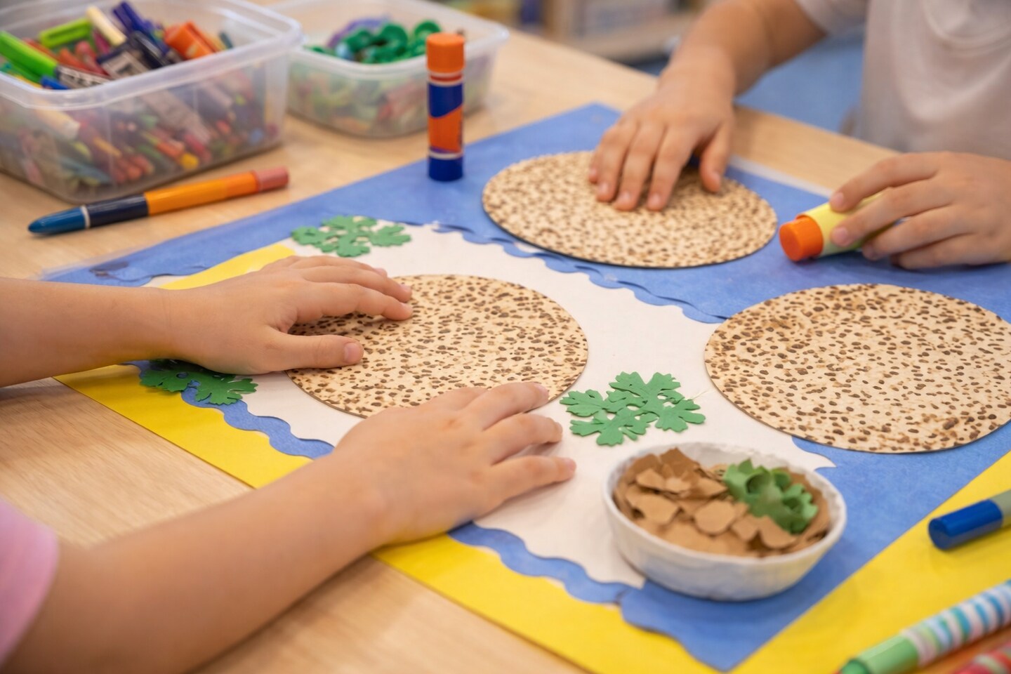 Passover Three Matzah Cutouts Craft Decorations – 3"x2" Pesach Bulletin Board & Classroom Craft Supplies, 20 Pack