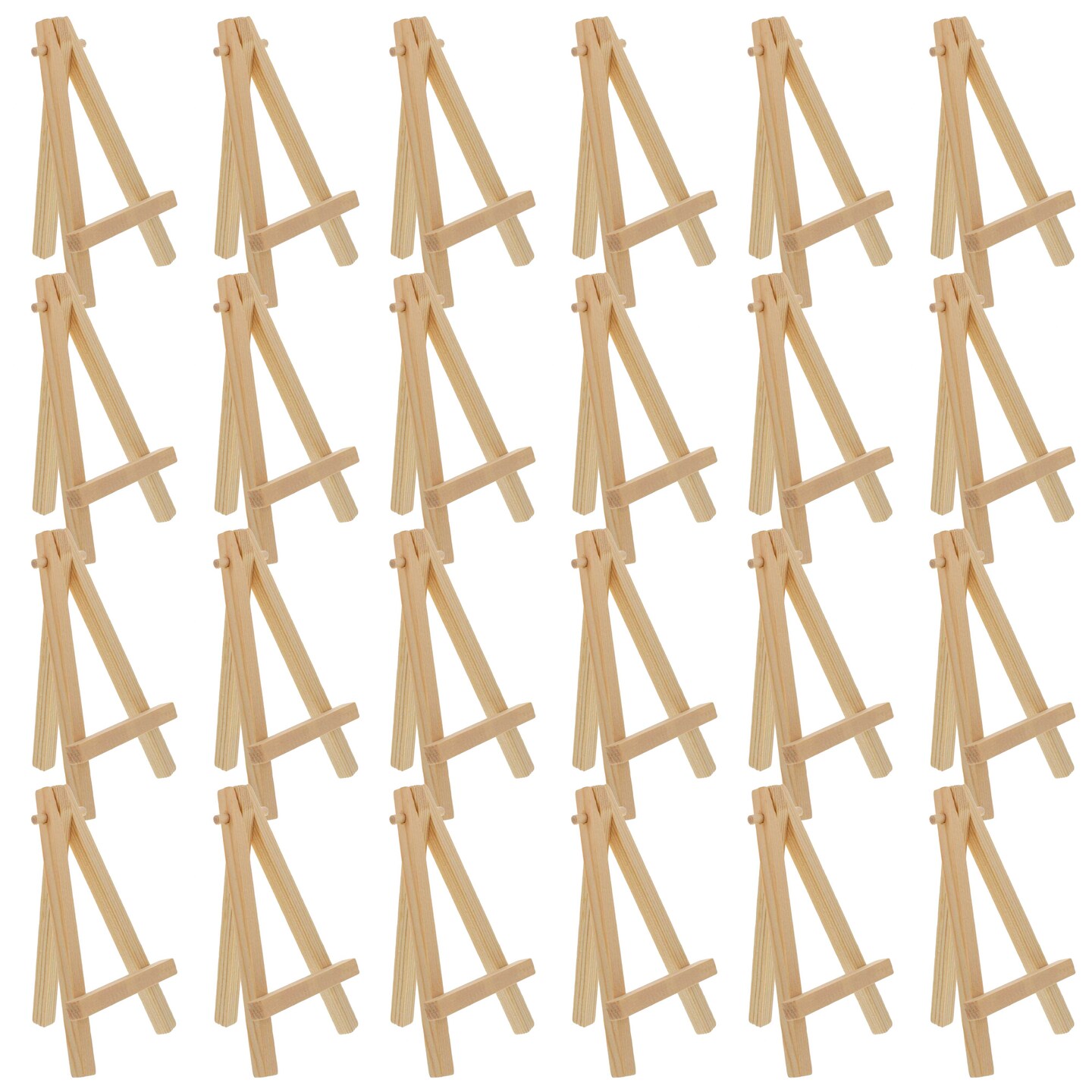 U.S. Art Supply; 5" Mini Easel (24 Pack) - Natural Wooden A-Frame Tabletop Display Stand, Mini Easel Stand - Small Easels for Display, Small Canvases, Crafts, Business Cards, Signs, Photos, Gifts; Category:Drawing & Coloring; Image:1