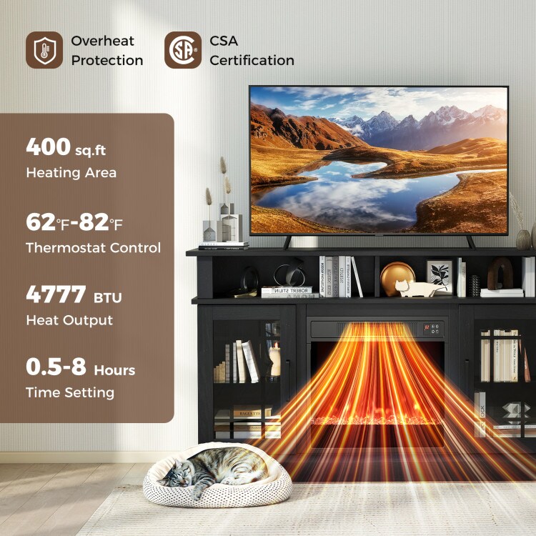 Electric Fireplace Media Console for TVs Up to 55 Inches