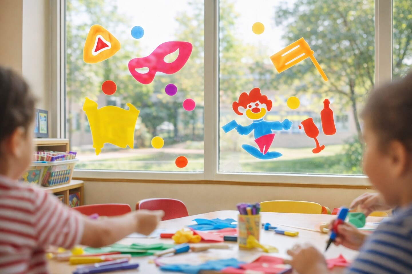 Purim Window Clings – Colorful Holiday Window Decorations for Classrooms, Homes & Synagogues