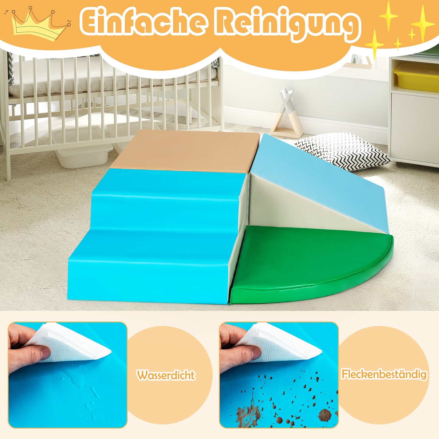 Blue Foam Children’s Play Mat Soft Cushioned Foldable for Active Play