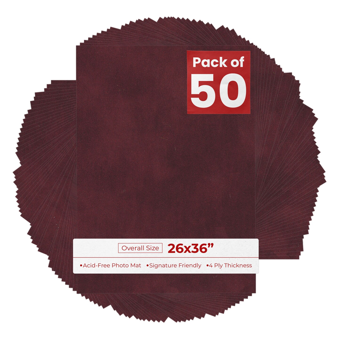 Dark Red Suede 26x36 Uncut Mat Board - Blank Sheets, No Opening