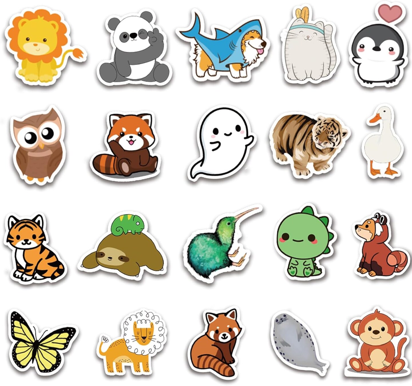 200 PCS Cute Animal Stickers,Colorful Animal Waterproof Stickers,Vinyl Cute Aesthetic Sticker
