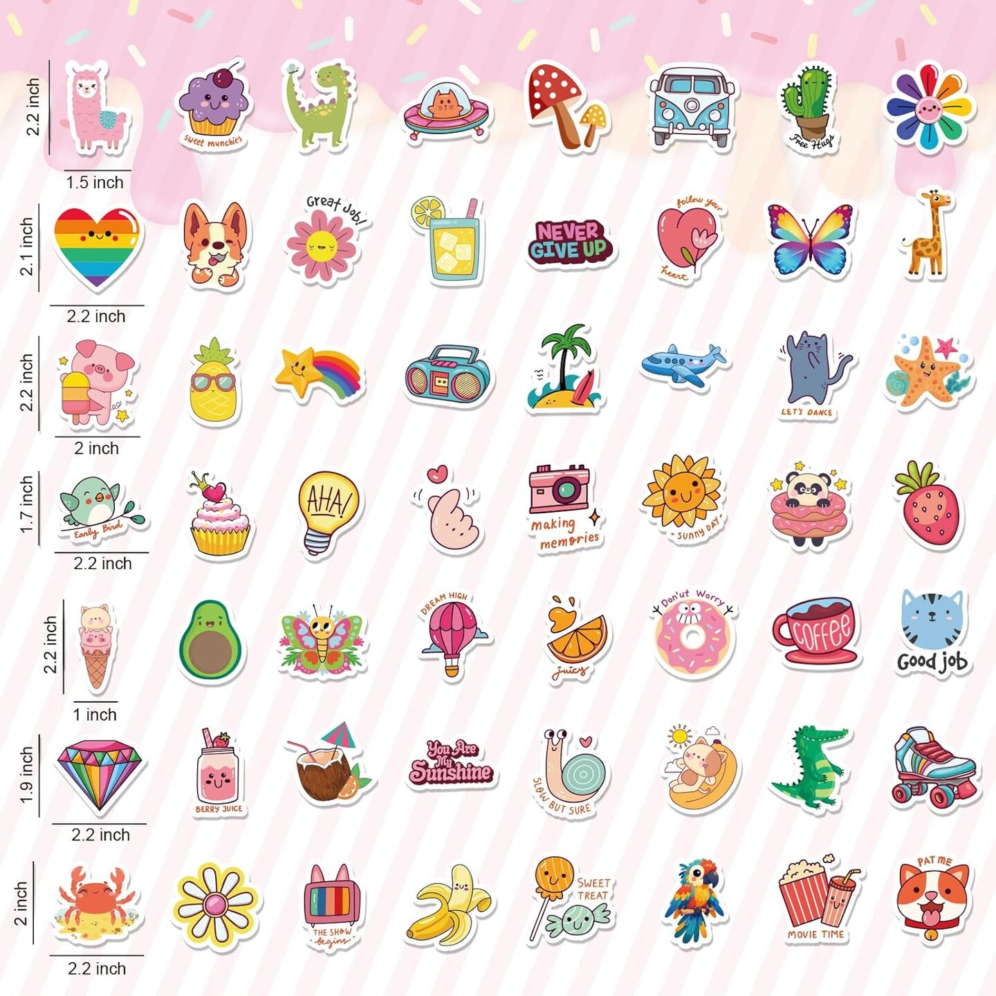 100 PCS Water Bottle Stickers for Kids, Cute Sticker for Girls,Waterproof Vinyl Kawaii Stickers