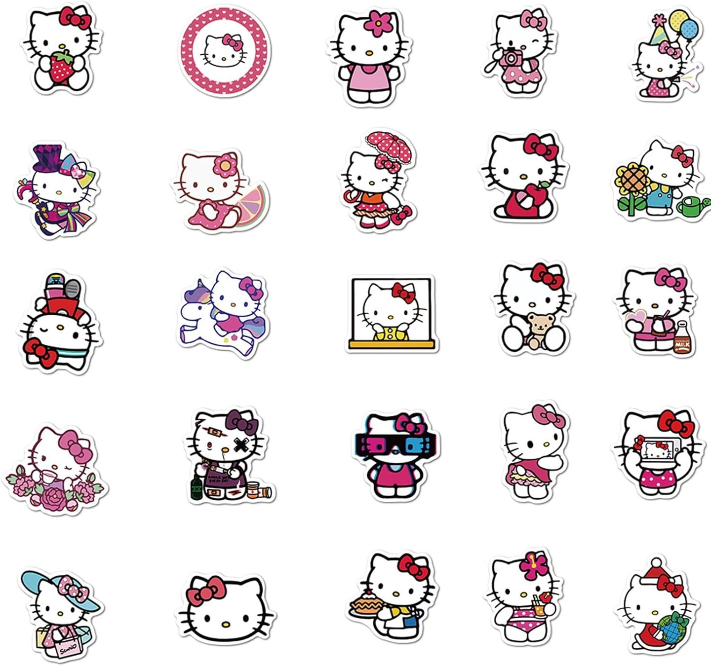 50pcs Cute Cartoon Hello Kitty Stickers for Kids Teens