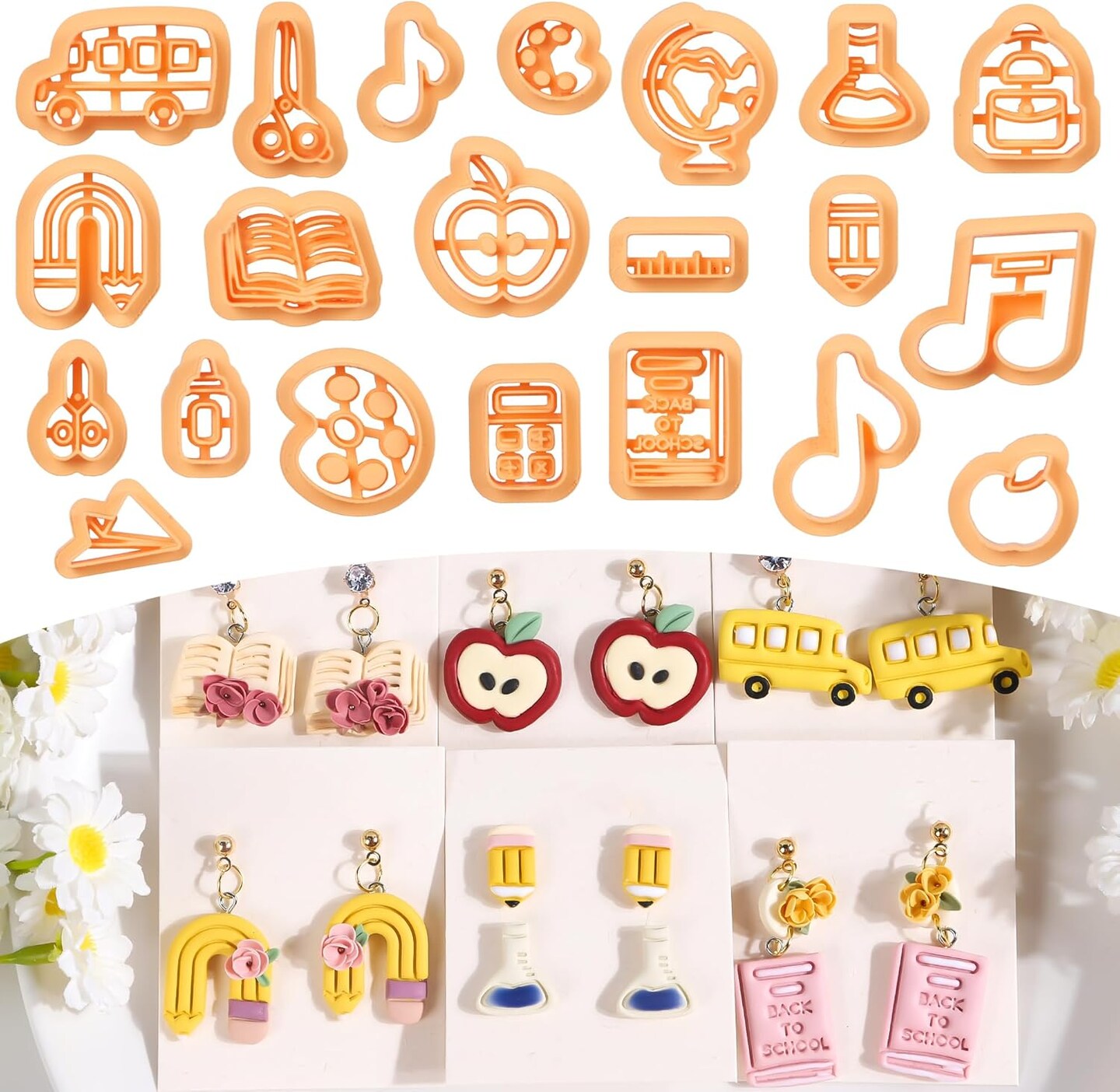 Back to School Polymer Clay Cutters - 22 Pcs Teacher Clay Earrings