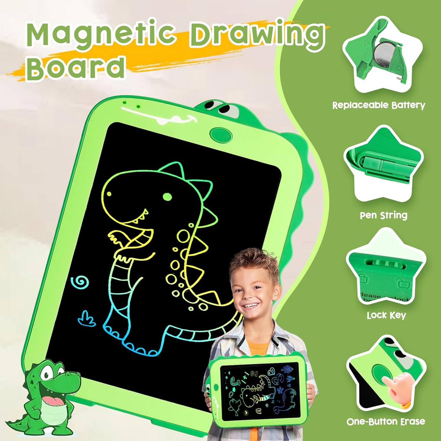 Teriph LCD Writing Tablet Green Dinosaur