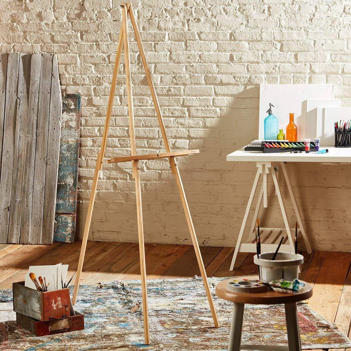 KINGART&#xAE; Wood Floor Standing Easel 65&#x201D;