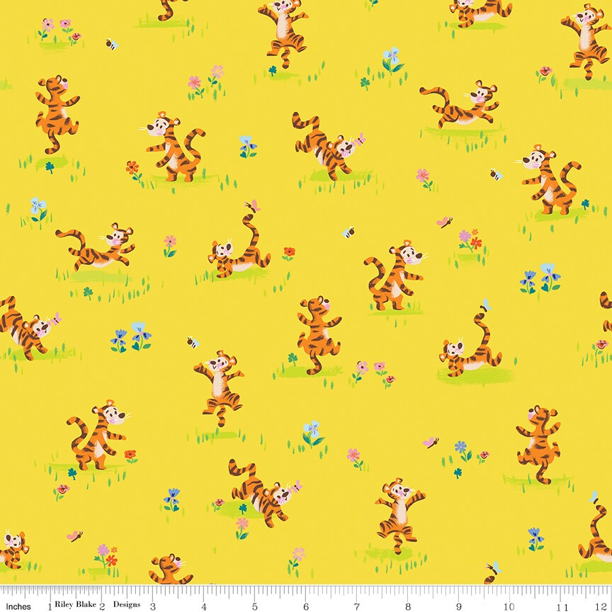 Tigger Bounce in Yellow (c15173-yellow) | 100 Aker Woods | Jill Howarth | Riley Blake