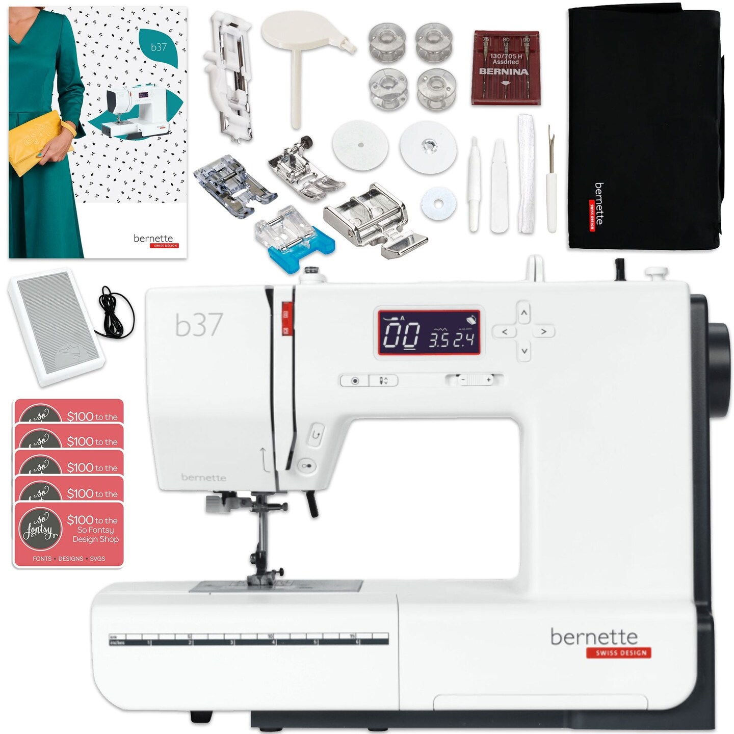 Bernette B37 Sewing Machine Bundle with 250+ Accessories