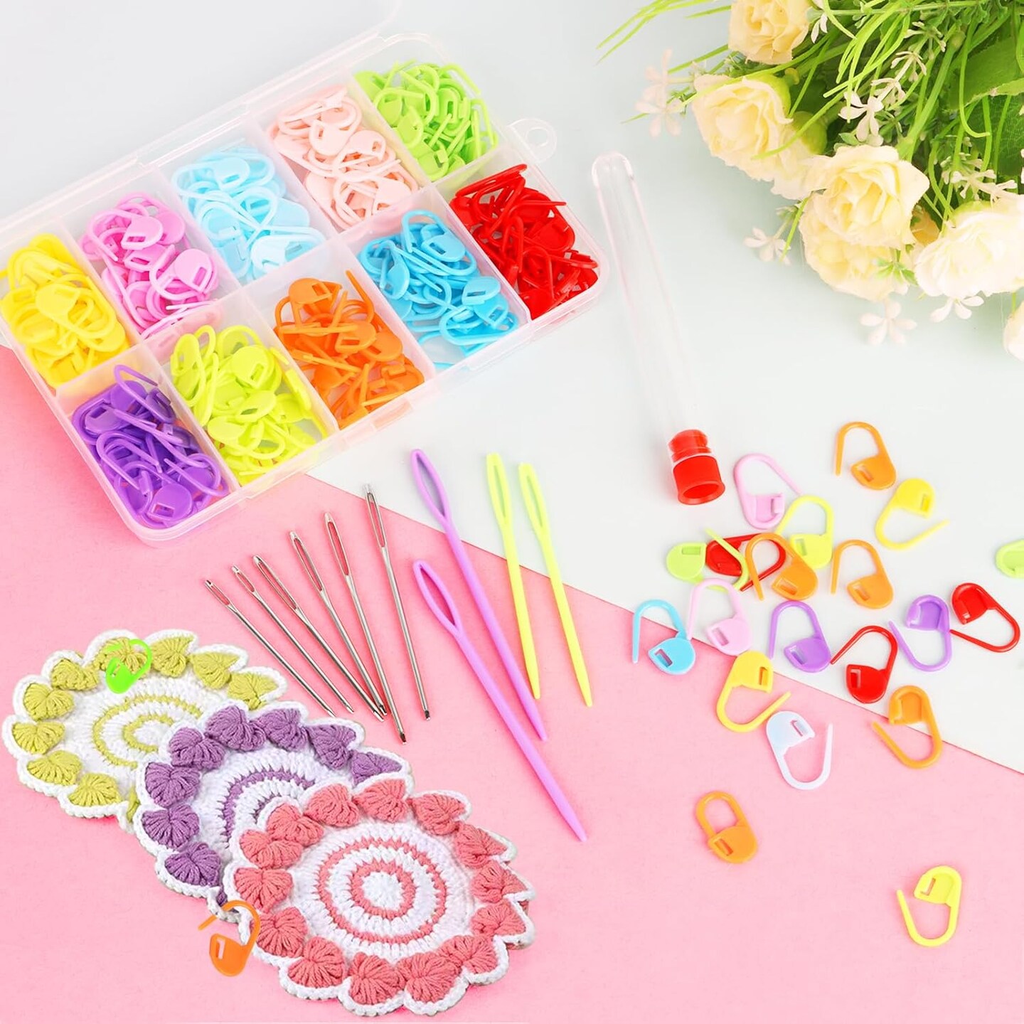 200 PCS Knitting Stitch Markers Crochet Supplies(Mix color)
