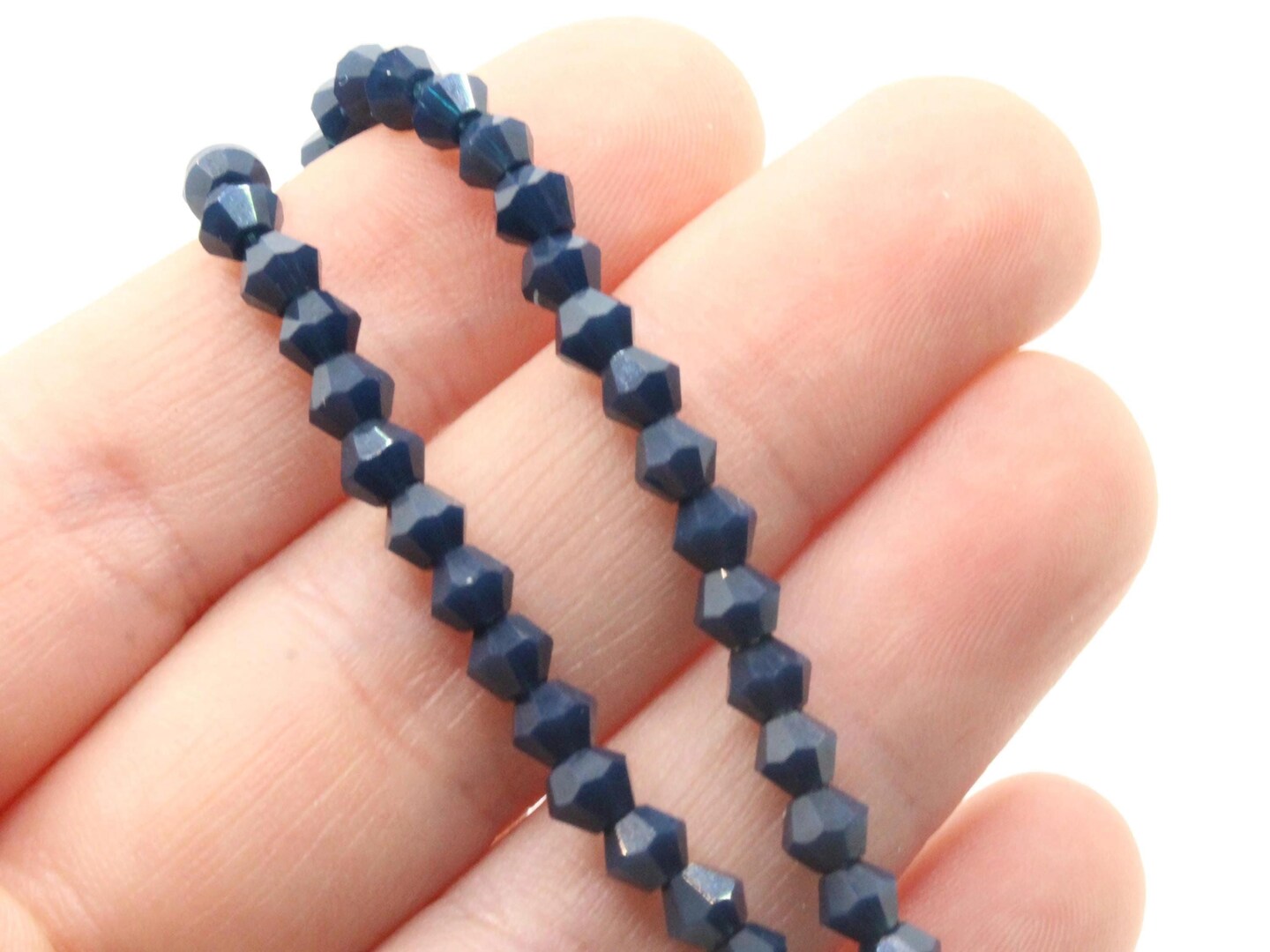 80 4mm Navy Blue Glass Faceted Bicone Beads