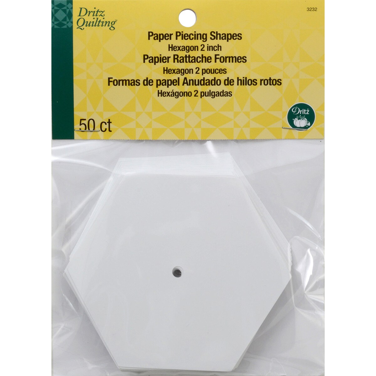 Dritz Quilting Paper Piecing Hexagon 50/Pkg-2&#x22;