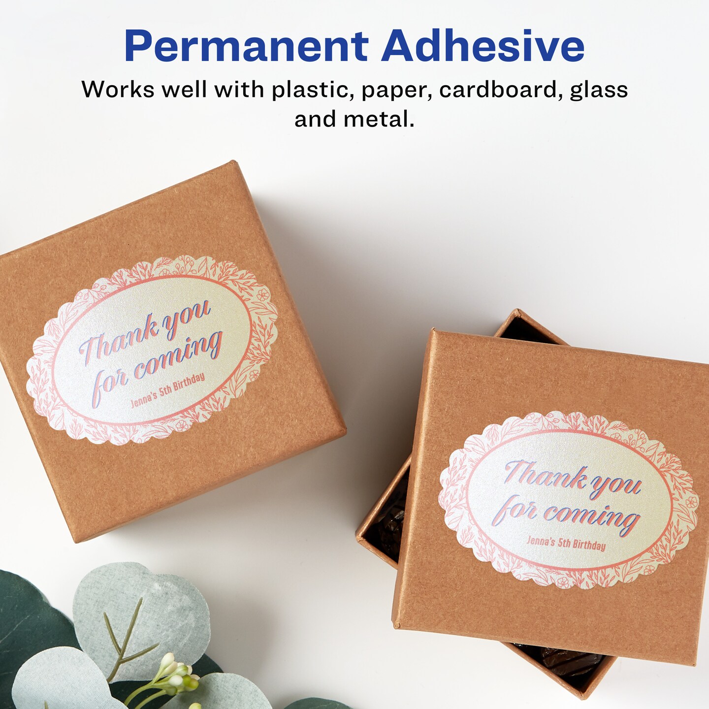 Avery Pearlized Ivory Oval Scalloped Labels with Sure Feed Technology, Print-to-the-Edge, 2" x 3"