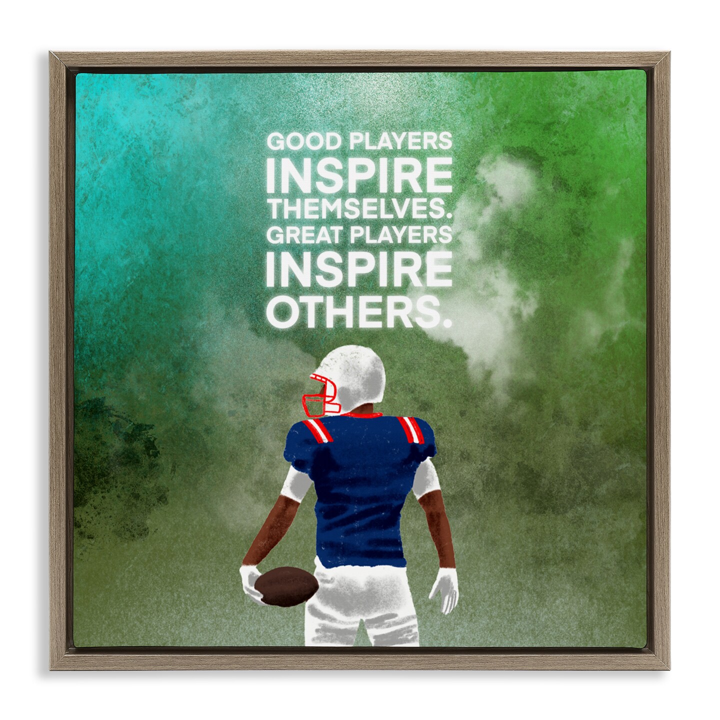 Stupell Industries Great Players Inspiring Athlete Quote Black Framed Floater Canvas Wall Art, design by Marcus Prime