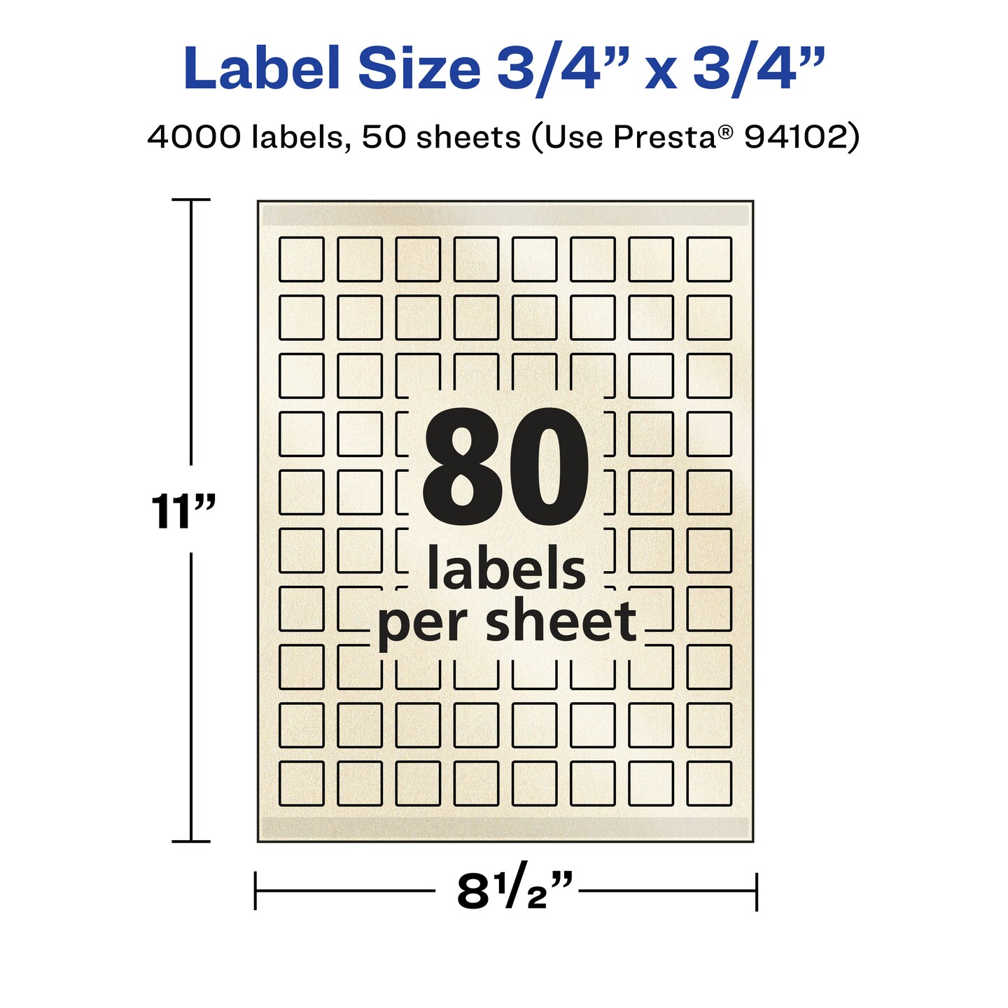 Avery Pearlized Ivory Square Labels with Sure Feed Technology, Print-to-the-Edge, 3/4" x 3/4"