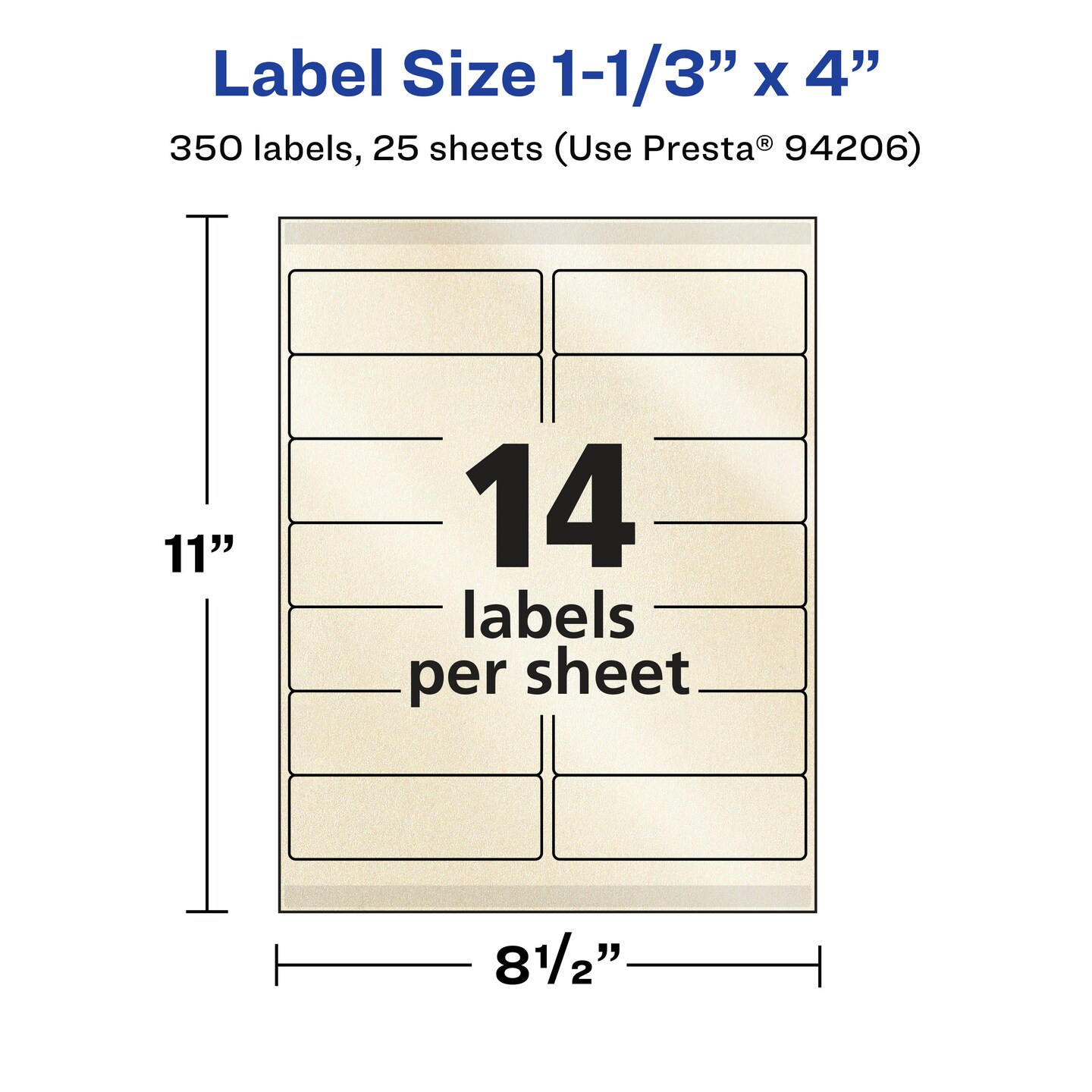 Avery Pearlized Ivory Rectangle Labels with Sure Feed Technology, 1-1/3" x 4"