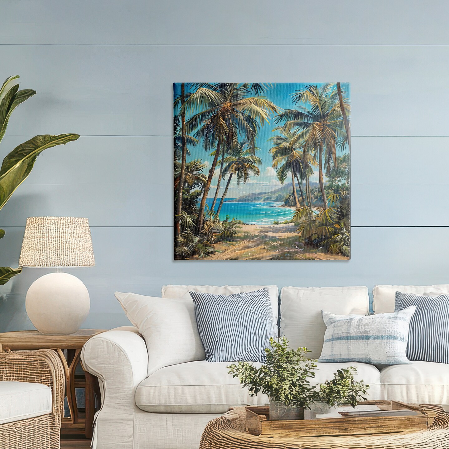 Stupell Industries Beach Pathway Palm Reflections Canvas Wall Art, design by Creative Studio