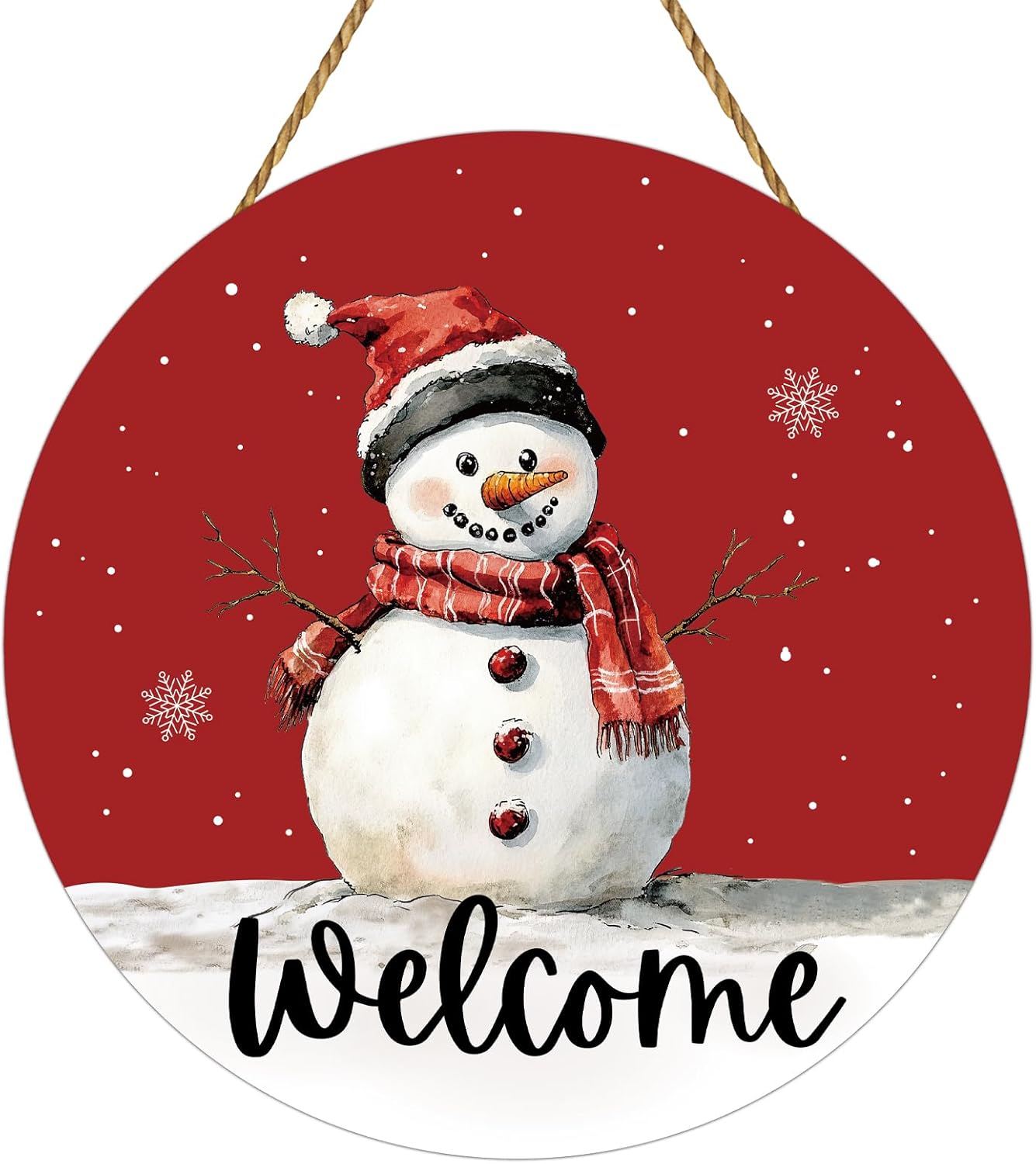 Christmas Snowman Wreath Door Decorations - Red