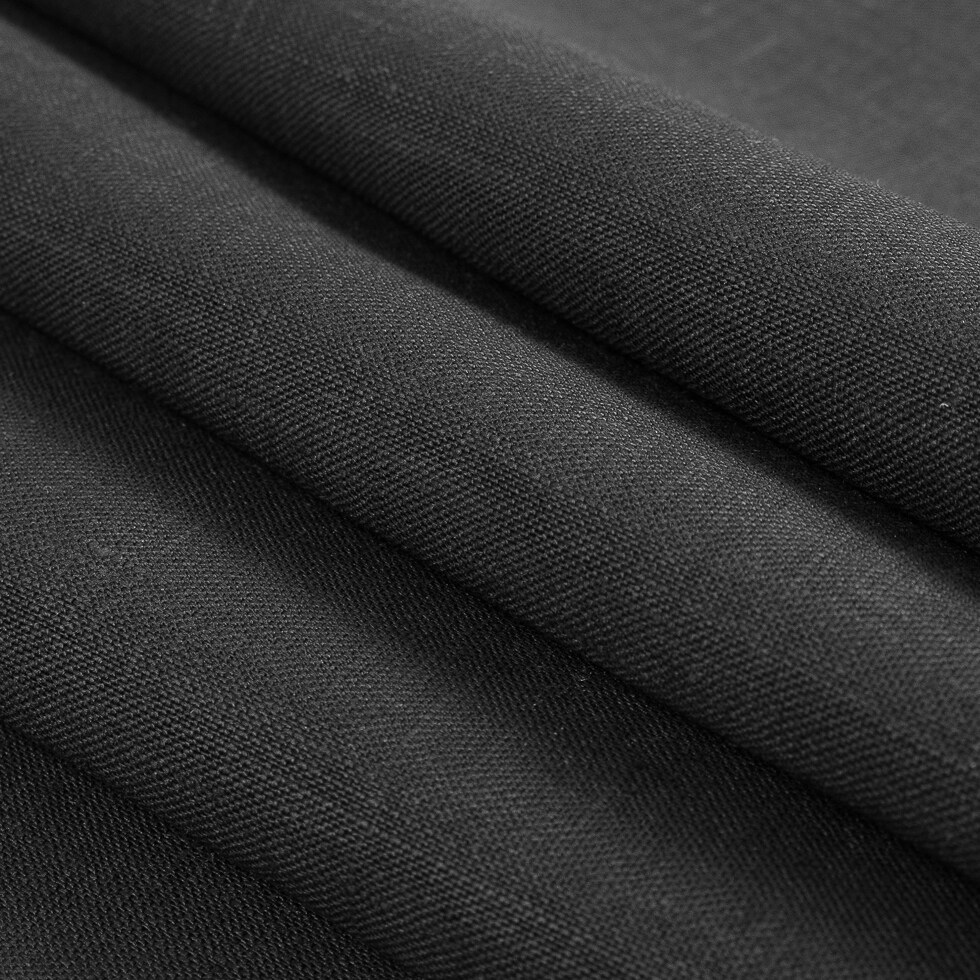 1 Yard Medium Weight Linen Woven Fabric Black Solid Breathable Weave 57 inch Width